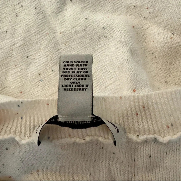 Cotton by Autumn Cashmere White Tank Top Tee Sleeveless Crew Neck Knit Sequins M - Picture 7 of 8